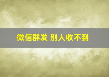 微信群发 别人收不到